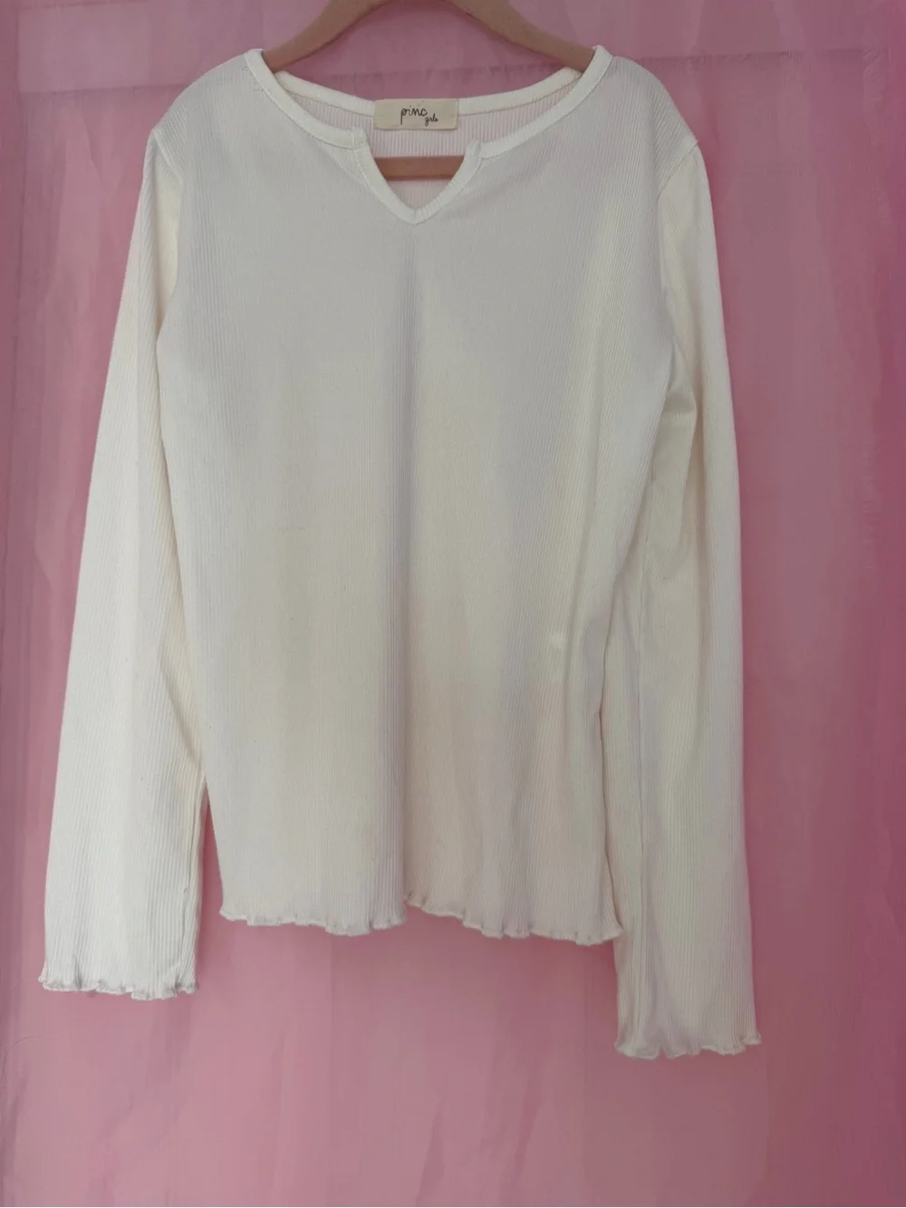 4/$25 Girls Ribbed  V-Neck Long Sleeve Top - Blue, White, Navy  Size 10/12